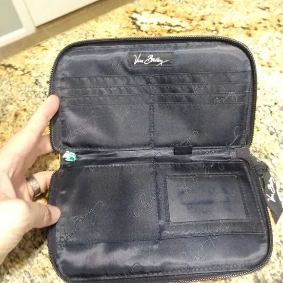 Vera Bradley Zip Around Wallet Pouch In Midnight Blues Multicolor Floral Quilted - Picture 4 of 7